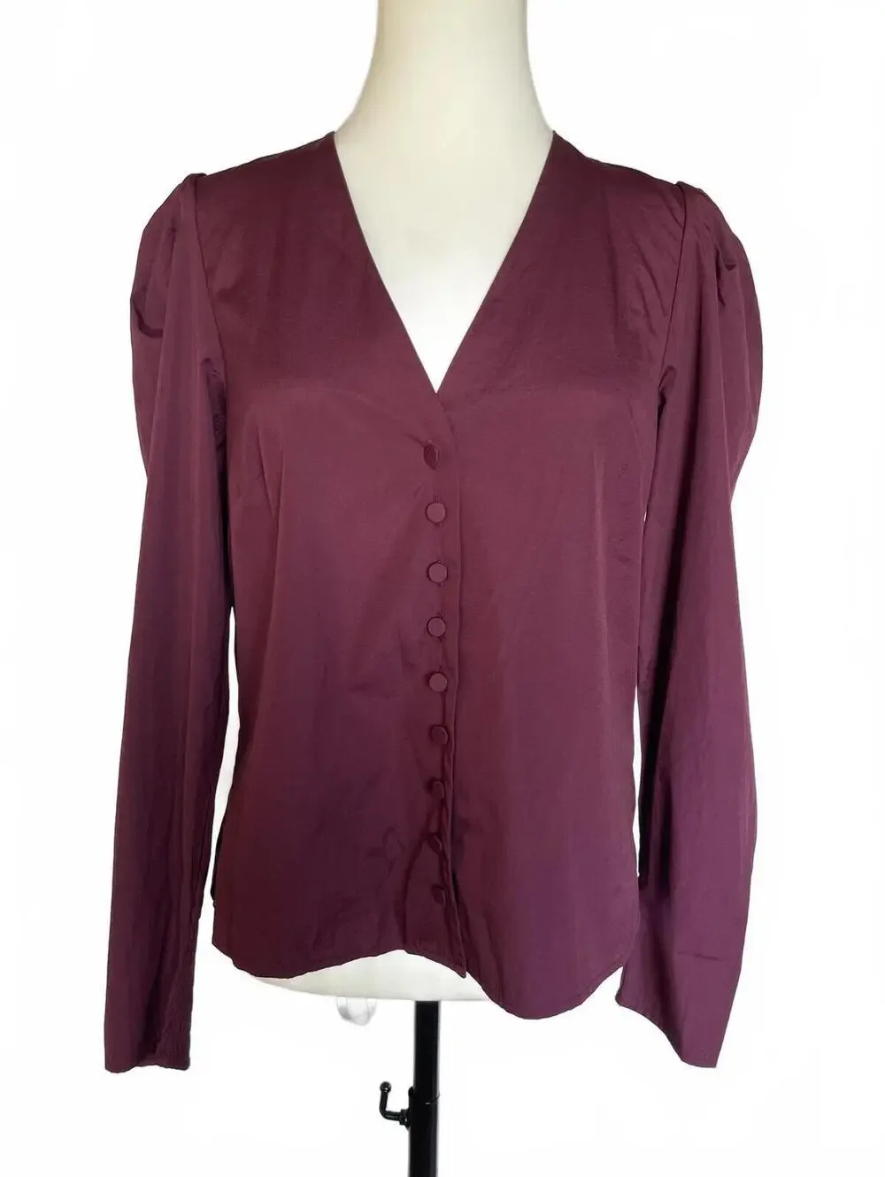 Madewell S Pomegranate Burgundy Puff Sleeve Blouse Dark Academia Whimsigoth NWT